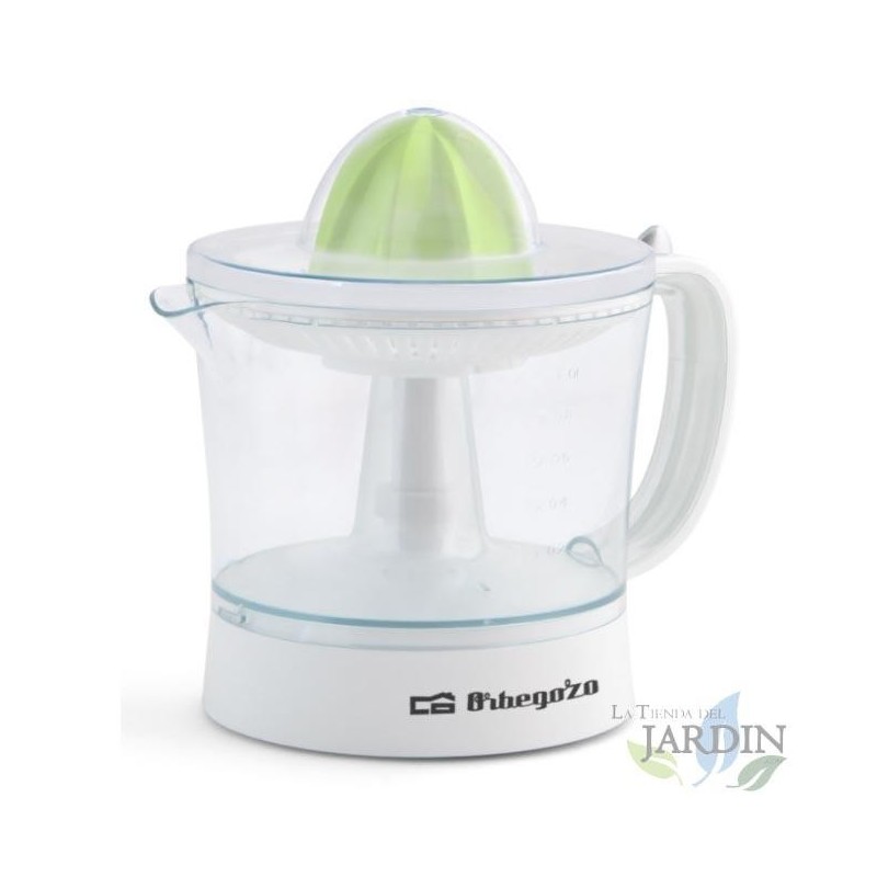 Extracteur de jus Orbegozo. Puissance de 25 W. Capacité de 1 litre. Régulateur de pulpe. 2 cônes d'extraction.