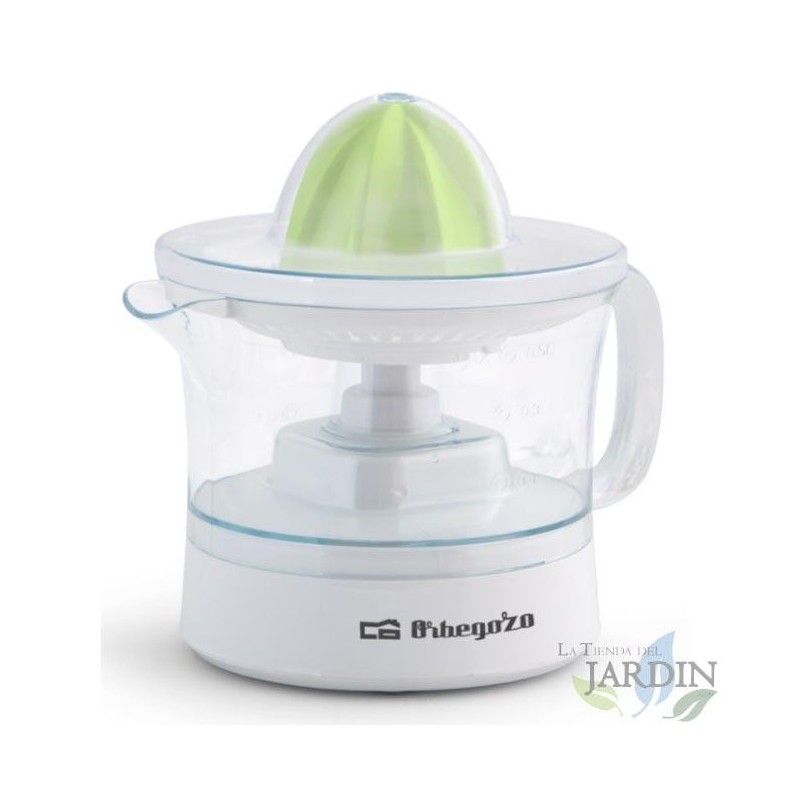 Espremedor Orbegozo. Potência de 25 W. Capacidade de 0,5 litro. Inclui dois cones. Rotação bidirecional. Base antiderrapante.
