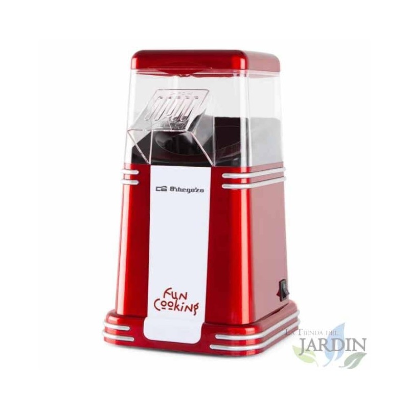 Tragbarer Popcornmaker von Orbegozo. Vintage-Design. Schnell und einfach zu bedienen. Popcorn in 3 Minuten! 1200 W Leistung.