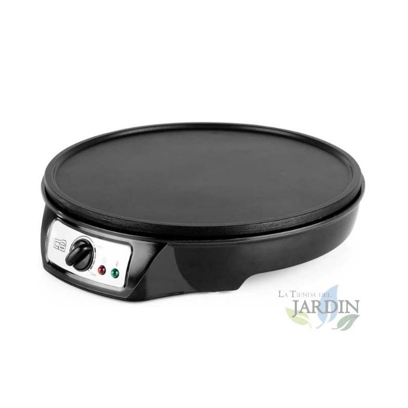 Máquina de crepes Orbegozo. Superfície de cozimento: 30 cm de diâmetro. Potência: 1000 W.