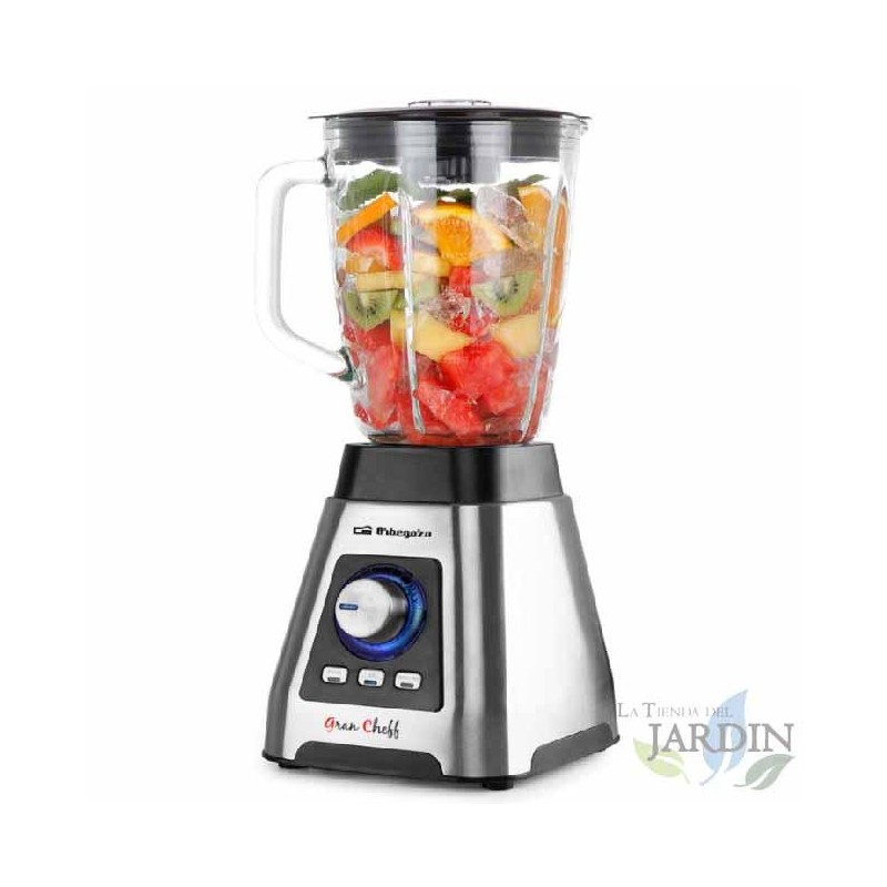 Orbegozo glass blender. Power 1500W. Graduated glass jug with 1.5 L capacity. Body in stainless steel. Orbegozo glass blender. Power 1500W. Graduated glass jug with 1.5 L capacity. Body in stainless steel.