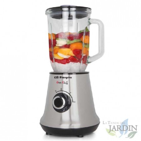  Orbegozo Mixer aus Glas.  Graduierter Glaskrug mit 1 Liter Fassungsvermögen.  2 Geschwindigkeiten.  Leistung 500W.