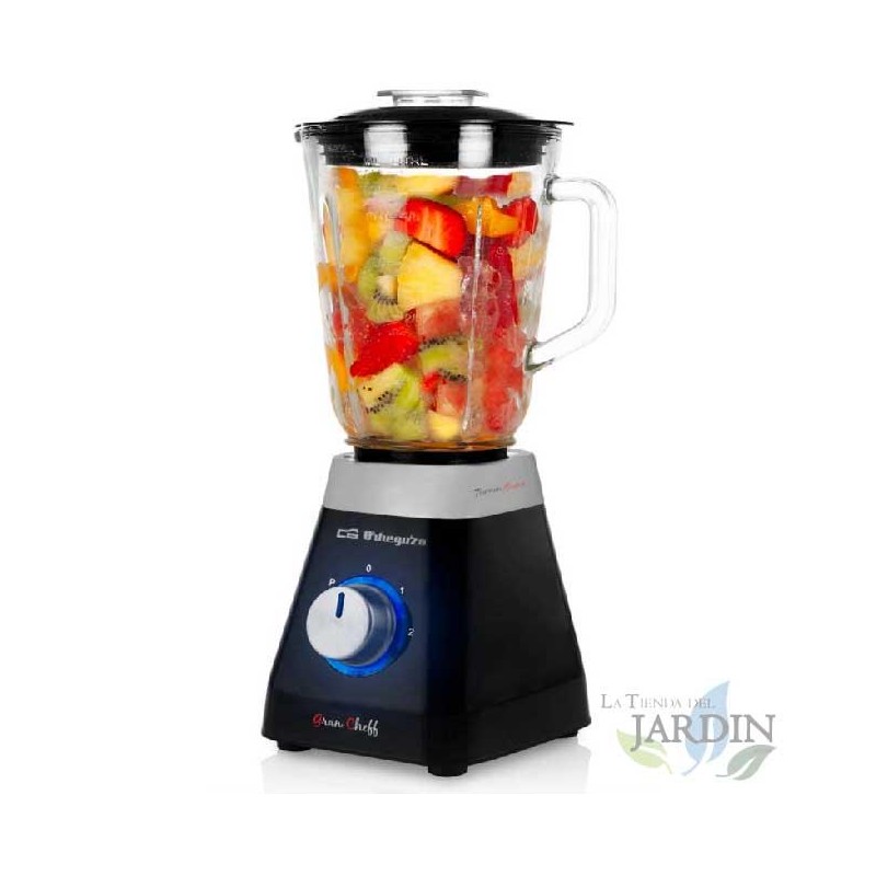 Orbegozo glass blender.  Glass pitcher 1 L capacity.  2 speeds + TURBO.  Ice crush function.  Power 500 W.  Orbegozo glass blender.  Glass pitcher 1 L capacity.  2 speeds + TURBO.  Ice crush function.  Power 500 W.