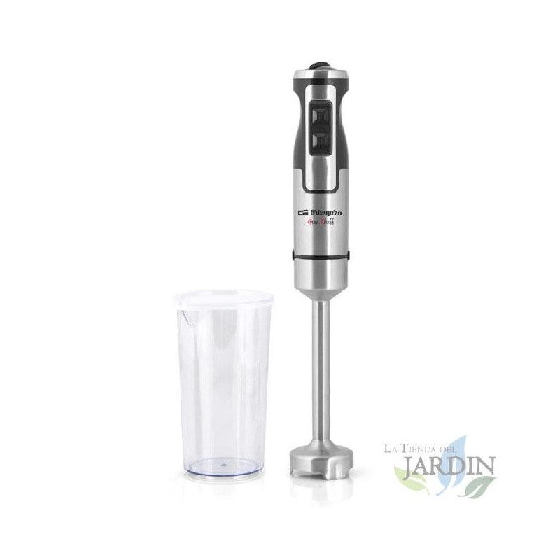 Mixer de Mão Orbegozo 1000W em Aço Inoxidável. 2 velocidades. Função Turbo. Lâmina em Aço Inoxidável.