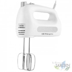 Batedeira planetária Orbegozo de 300 W. 6 velocidades + botão Turbo. Batedores para misturar e sovar em aço inoxidável.