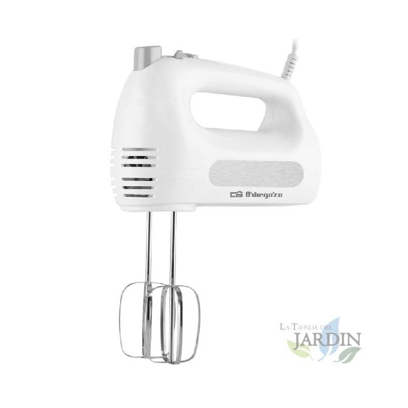 Orbegozo 300W stand mixer. 6 speed levels + Turbo button. Stainless steel mixing and kneading beaters.