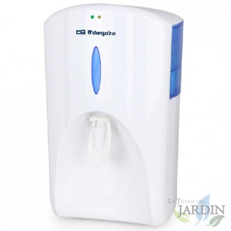 Orbegozo water dispenser. Dispenses cold and room temperature water. 8-liter tank. Refrigerated capacity: 0.8 liters.