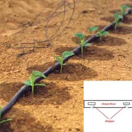 Nastro per irrigazione a goccia da 16 mm, 1300 metri, calibro 15 mil, gocciolatori da 1,5 l/h ogni 25 cm