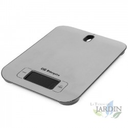 Balança de cozinha Orbegozo. Capacidade máxima: 5 kg. Balança: 1 g. Plataforma de aço inoxidável. Amplo visor LCD com retroilumi