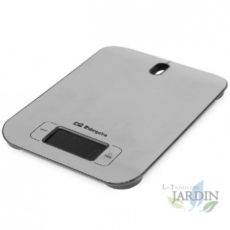 Balança de cozinha Orbegozo. Capacidade máxima: 5 kg. Balança: 1 g. Plataforma de aço inoxidável. Amplo visor LCD com retroilumi