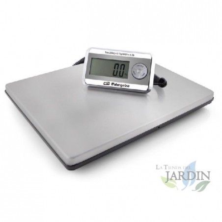 Orbegozo stainless steel scale.  Screen to hang on the wall or with support support.  Maximum capacity 200 kg.