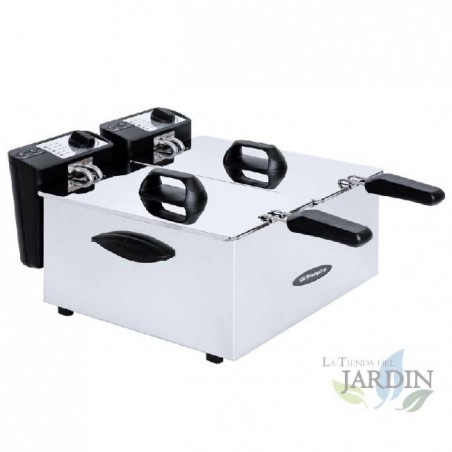  Orbegozo Professionelle Fritteuse aus Edelstahl.  Fassungsvermögen zwei Behälter 3,5 l. Leistung 2 x 2.000 W.