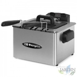 Orbegozo stainless steel deep fryer. 4.5-liter capacity. Adjustable thermostat. 2180 watts.