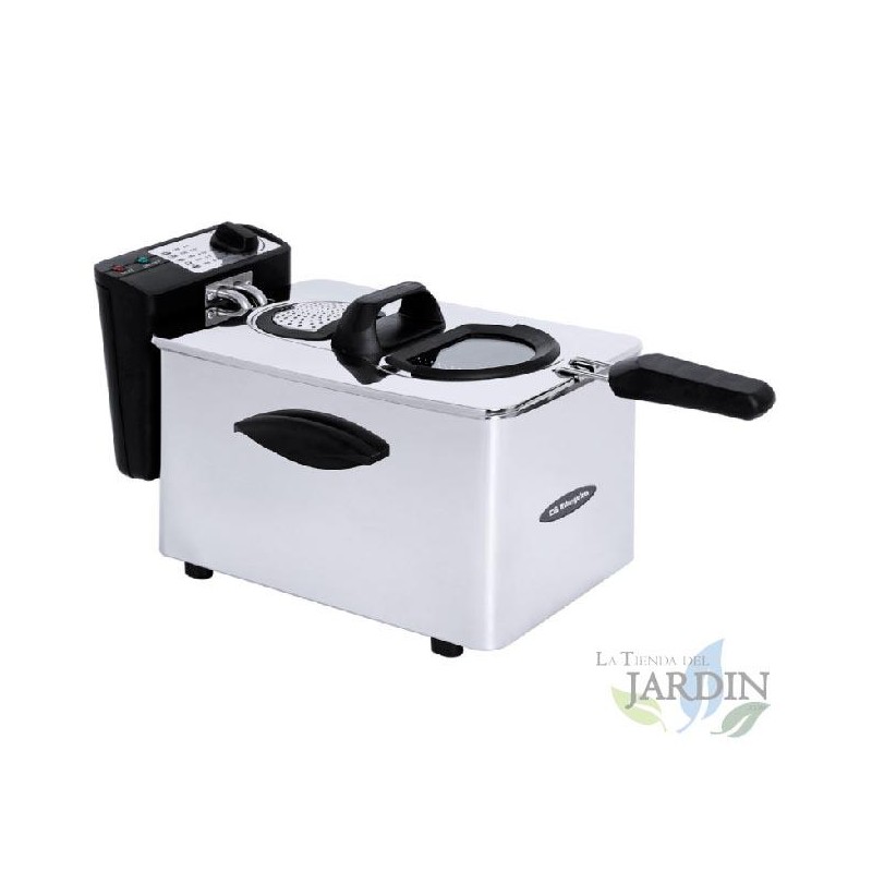 Orbegozo Professionelle Fritteuse aus Edelstahl.  4 Liter Fassungsvermögen.  Einstellbarer Thermostat.  Leistung 2000W  Orbegozo Professionelle Fritteuse aus Edelstahl.  4 Liter Fassungsvermögen.  Einstellbarer Thermostat.  Leistung 2000W