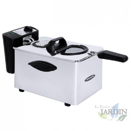 Friggitrice professionale Orbegozo in acciaio inox. Capacità 4 litri. Termostato regolabile. Potenza 2000 W.