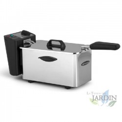 Orbegozo professional stainless steel deep fryer. 2.5-liter capacity. Adjustable thermostat. 2,000 watts of power.