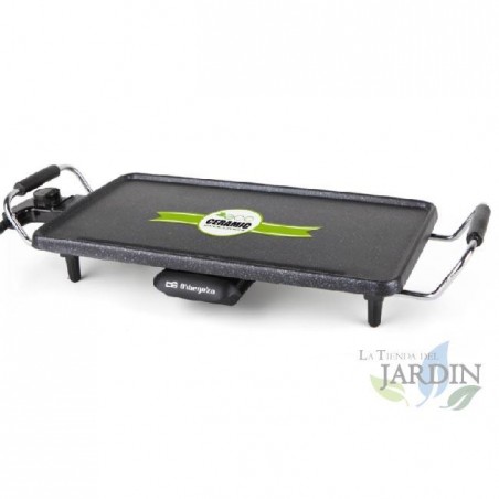 Tavolo da barbecue in ceramica Orbegozo. Termostato regolabile. Superficie arrosto 220x430 mm.  Anti-aderente. Potenza 2000W.