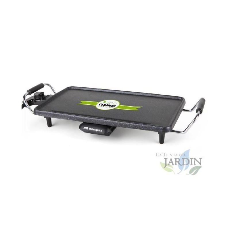 Orbegozo ceramic grilling board. Adjustable thermostat. 220x430 mm grilling surface. Non-stick coating. 2000 W power.