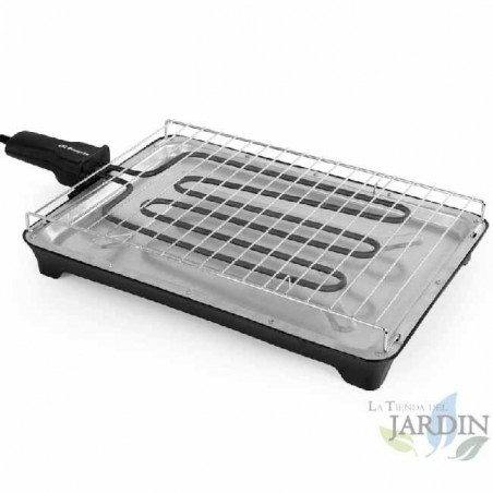Barbecue elettrico da tavolo Orbegozo. Potenza 2000W. Dimensioni della griglia: 37 x 26 cm.