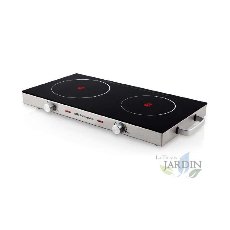 Orbegozo double ceramic hob. Tempered glass surface. Cooking surface diameter 205 mm + 170mm. Orbegozo double ceramic hob. Tempered glass surface. Cooking surface diameter 205 mm + 170mm.