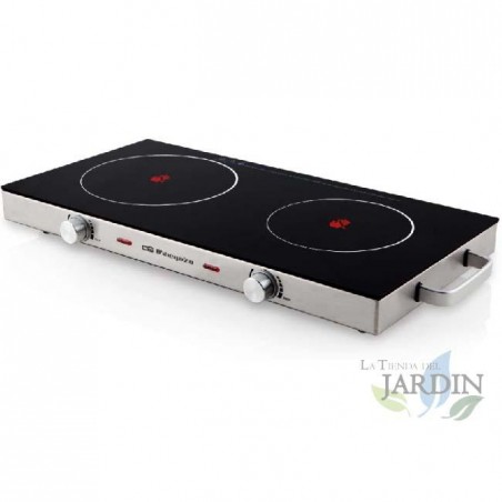  Orbegozo double ceramic hob.  Tempered glass surface.  Cooking surface diameter 205 mm + 170mm.