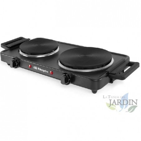 Orbegozo doppio piano cottura elettrico. Potenza: 1 x 1.000 W + 1 x 1.500 W. 155 mm e 185 mm di diametro.