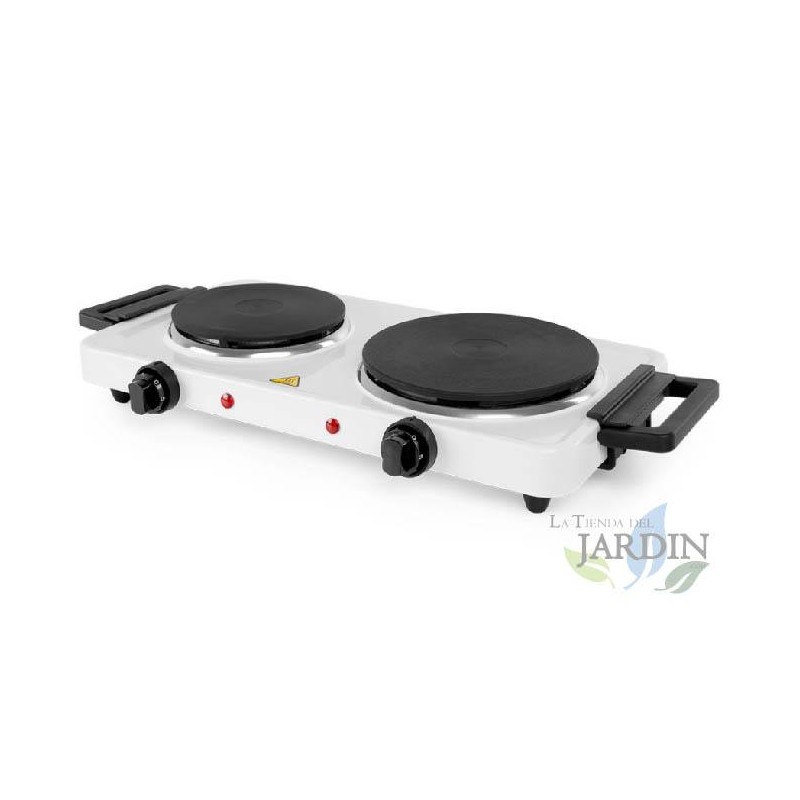 Table de cuisson double électrique Orbegozo  Puissance: 1000W + 1500W. 155 mm et 185 mm de diamètre, blanc