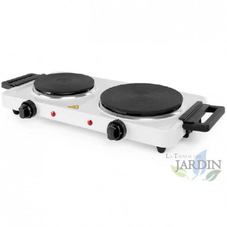  Orbegozo double electric plate (White Color).  Power: 1 x 1000W + 1 x 1,500W.  155mm and 185mm in diameter.