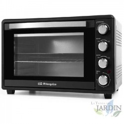 Tabletop electric oven. 45 liter capacity. Power: 2000 W. Upper and lower heat.