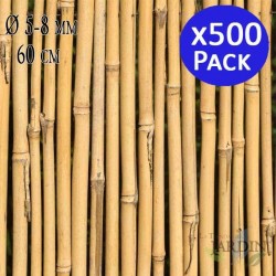 500 x Tuteur en Bambou 60 cm, 5-8 mm. Baguettes de bambou, canne de bambou écologique pour soutenir les arbres