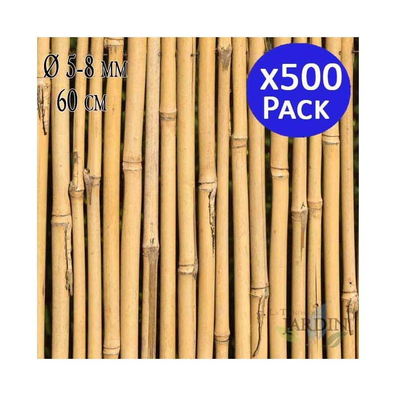 500 x Tuteur en Bambou 60 cm, 5-8 mm, Tubes en Bambou pour Plantes et Arbres, Baguettes de bambou, Canne de bambou, Tuteurs