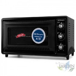 Orbegozo tabletop electric oven. 39 liter capacity. Temperature selector. Timer up to 90 minutes.