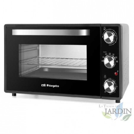 Forno elétrico de mesa de 38 litros, convecção de 2000 W, temporizador, seletor de temperatura, 56 x 32 x 44 cm, preto