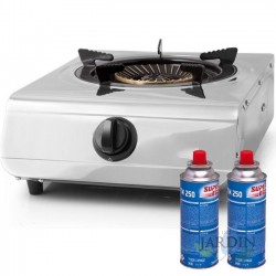 Orbegozo stainless steel butane or propane gas stove pack, indoor and outdoor, includes 2 250gr gas cartridges