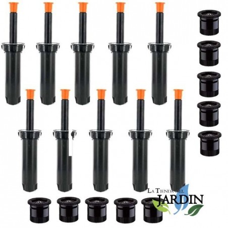 Set di 10 Diffusore per irrigazione Rain Bird 1804 + 10 Ugelli 4,5 metri, angolazione regolabile