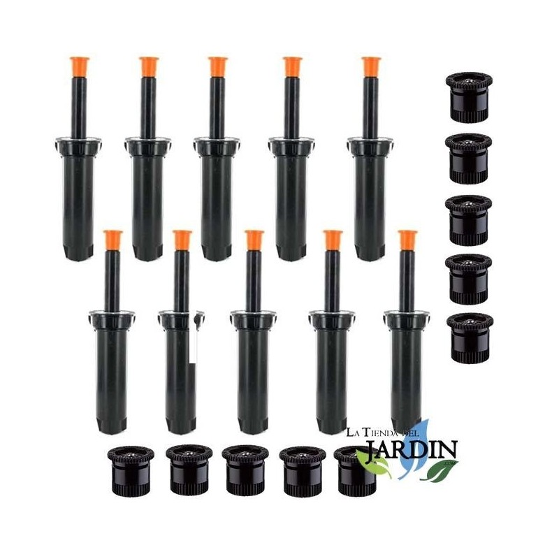 Confezione da 10 DIFFUSORI PER IRRIGAZIONE 1804, Rain Bird + 10 ugelli da 4,5 metri, angolo regolabile.