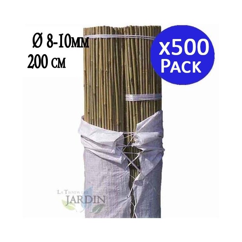 500 x Tuteur en Bambou 200 cm, 7-10 mm. Baguettes de bambou, canne de bambou écologique pour soutenir les arbres