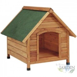 Wooden kennel for dogs, model S: 72 x 76 x 76 cm. Gable roof