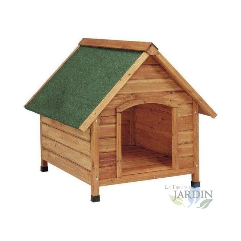 Wooden dog kennel, model S: 72 x 76 x 76 cm. Gable roof