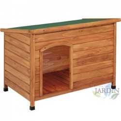 Wooden kennel for dogs, model L: 116 x 82 x 76 cm. Flat roof