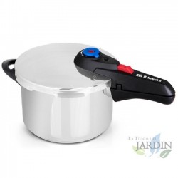 Panela de pressão de 4 litros. Ø 22 cm. Aço inoxidável 18/10. Regulador de pressão.