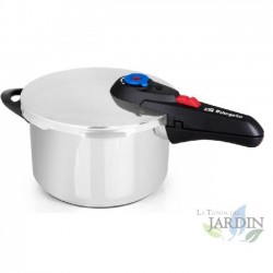 Panela de pressão de 6 litros. Ø 22 cm. Aço inoxidável 18/10. Adequada para todos os fogões.