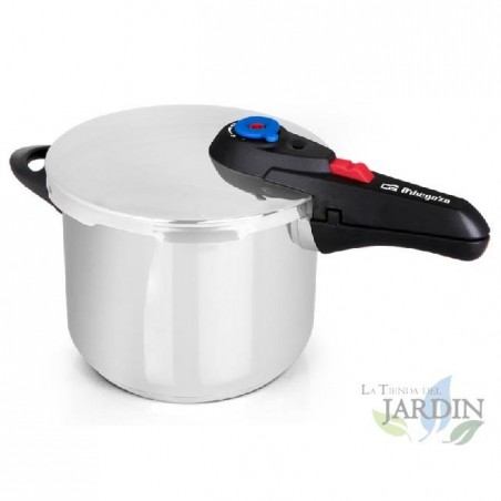 Panela de Pressão Orbegozo de 8 litros, 24 cm de diâmetro, aço inoxidável 18/10, adequada para todos os fogões. Panela de pressã