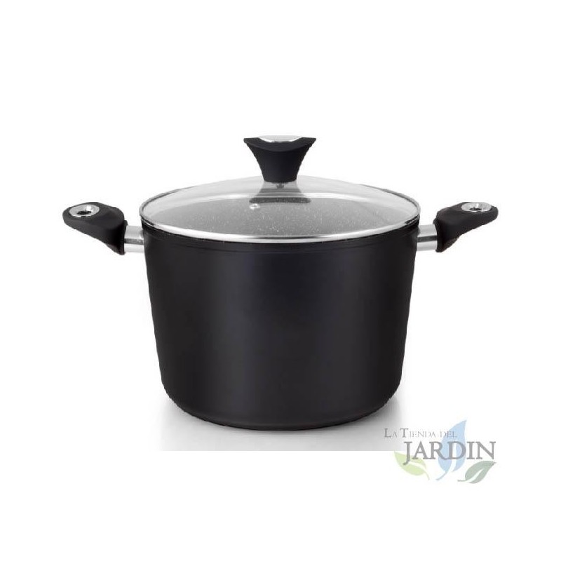 Orbegozo deep saucepan made of forged aluminum, 20 cm. Capacity 3.5 L. Non-stick marble coating.