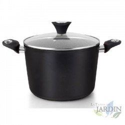 Panela funda Orbegozo de alumínio forjado, 24 cm. Capacidade: 6 L. Revestimento antiaderente em mármore.