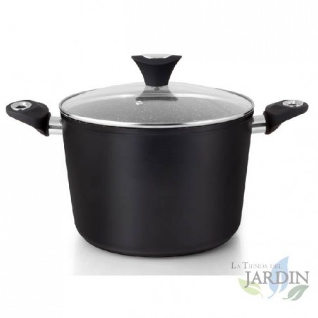 Cacerola honda 24cm, 6 L, Aluminio forjado, Mármol antiadherente, Cacerola honda