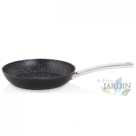 Poêle en aluminium forgé Orbegozo 26 cm. Revêtement pierre antiadhésif. Manche en acier inoxydable