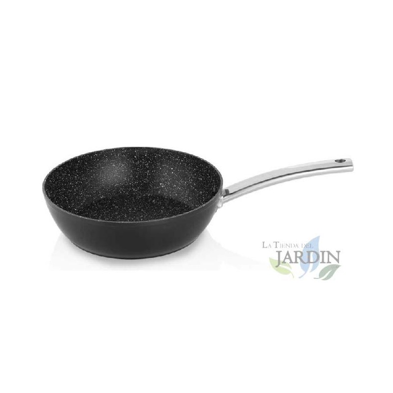 Frigideira funda de alumínio forjado 24 cm, pedra antiaderente, cabo de aço inoxidável, frigideira funda, panela de cozimento, f Frigideira funda de alumínio forjado 24 cm, pedra antiaderente, cabo de aço inoxidável, frigideira funda, panela de cozimento, f