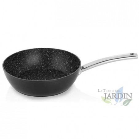 Frigideira funda de alumínio forjado 24 cm, pedra antiaderente, cabo de aço inoxidável, frigideira funda, panela de cozimento, f
