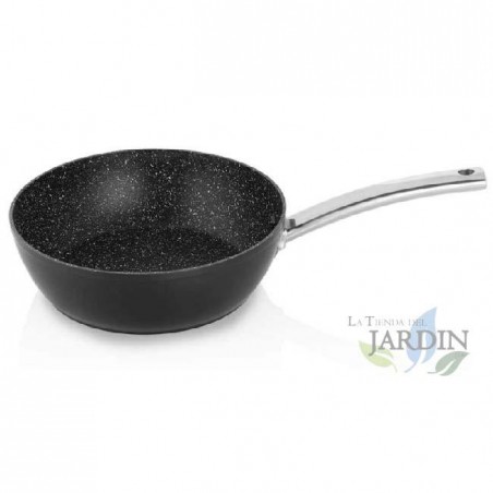 Deep forged aluminum frying pan 28 CM Orbegozo.  Non-stick stone coating.  Stainless steel handle.